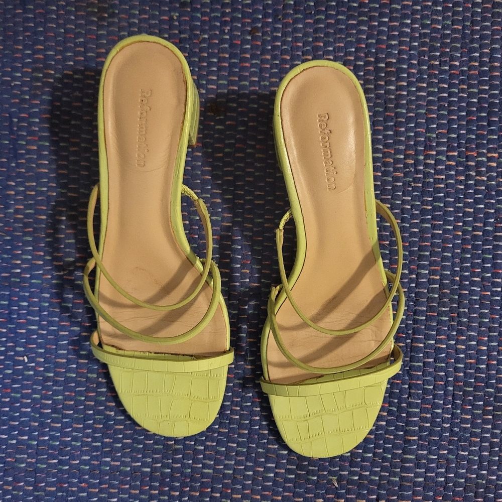 Pistachio Reformation Mules